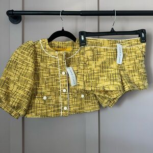 Janie and Jack Yellow Tweed Jacket and Shorts Set